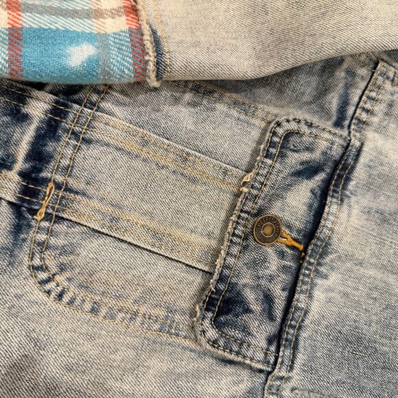 Free People Sirius Plaid Mixed Denim Jacket - Size XS/S - Picture 2 of 7